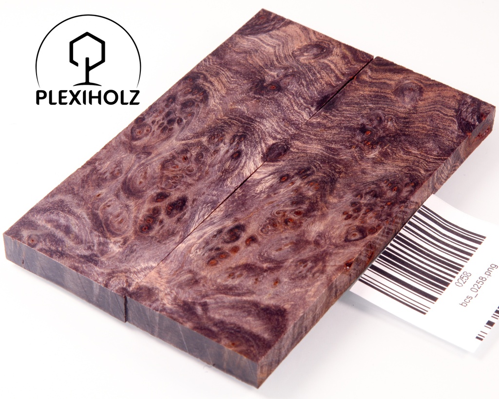 Box Elder Maser stabilisiert | plexiholz | 120x40x10 | Griffschalenpaar puq 0258