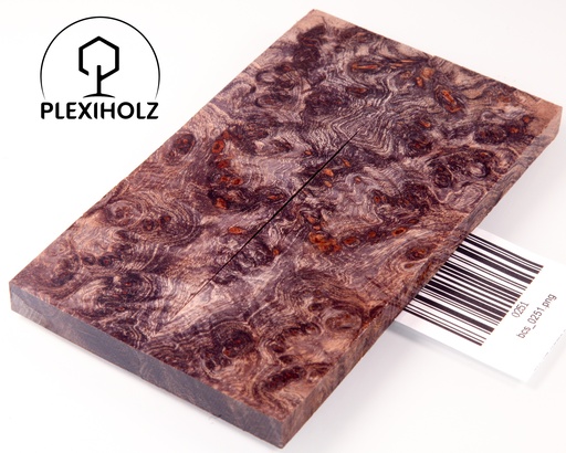 [0251] Box Elder Maser stabilisiert | plexiholz | 140x40x10 | Griffschalenpaar puq 0251